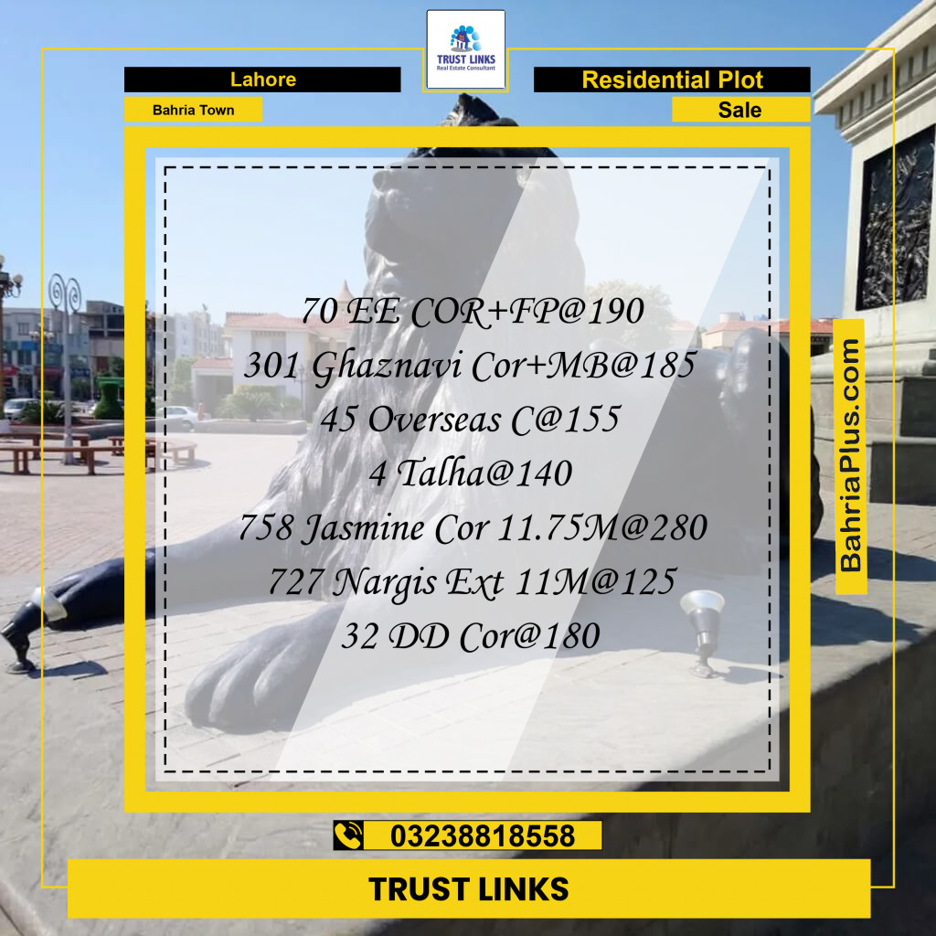 Residential Plot for Sale in Bahria Town, Lahore - (BP-319210)