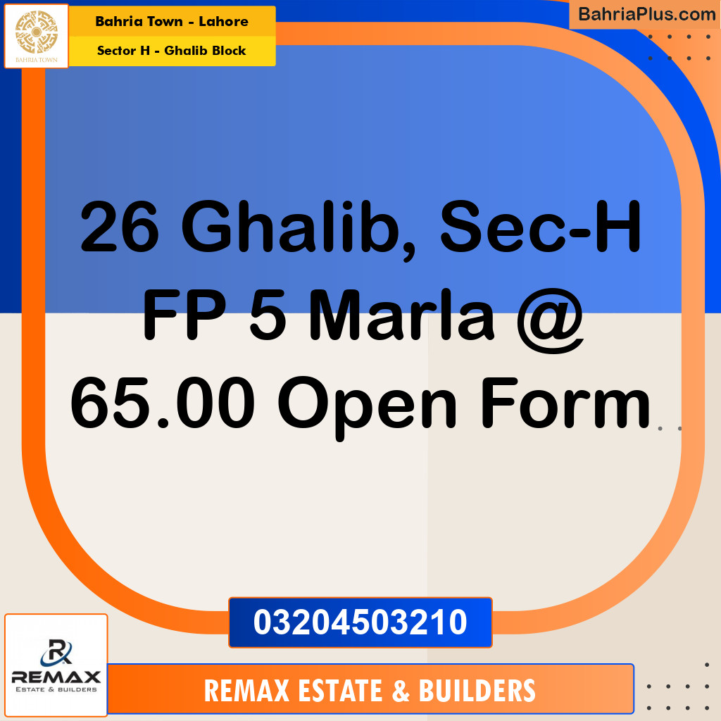 5 Marla Residential Plot for Sale in Sector H - Ghalib Block -  Bahria Town, Lahore - (BP-319263)