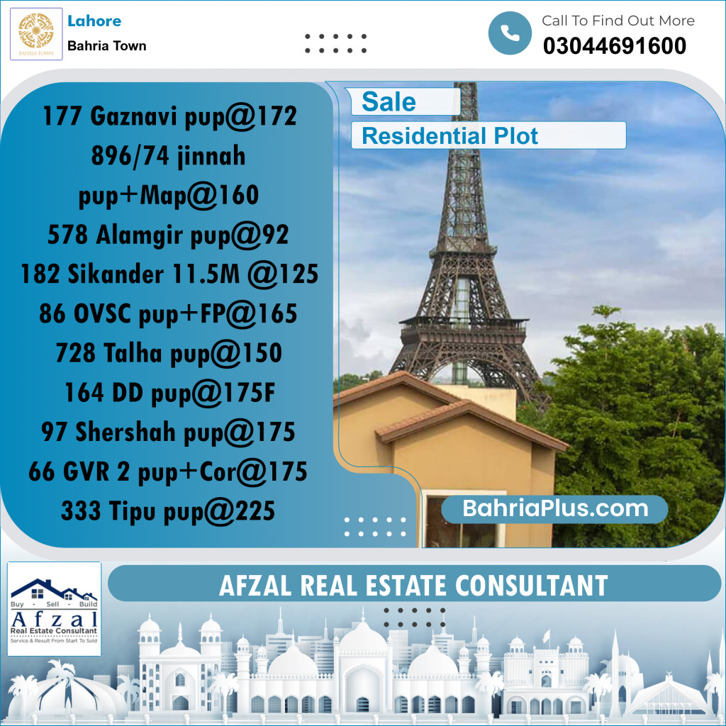 Residential Plot for Sale in Bahria Town, Lahore - (BP-319286)