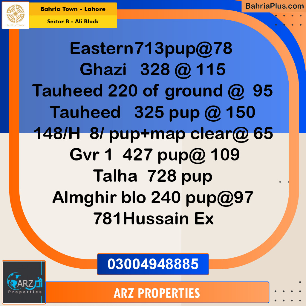 Residential Plot for Sale in Sector B - Ali Block -  Bahria Town, Lahore - (BP-319288)