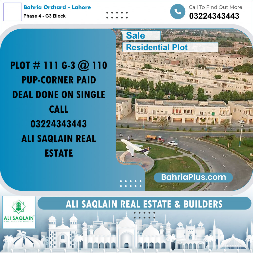 10 Marla Residential Plot for Sale in Phase 4 - G3 Block -  Bahria Orchard, Lahore - (BP-319331)