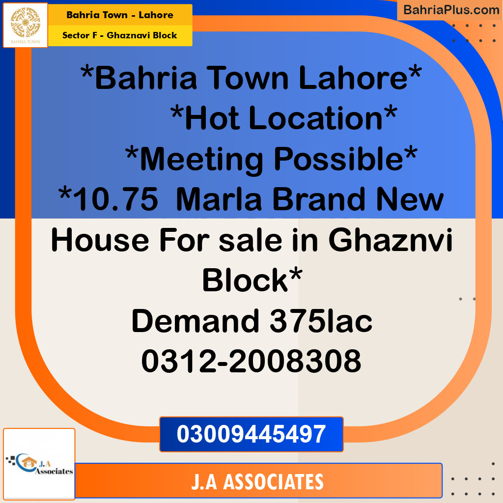 10.75 Marla Residential House for Sale in Sector F - Ghaznavi Block -  Bahria Town, Lahore - (BP-319362)