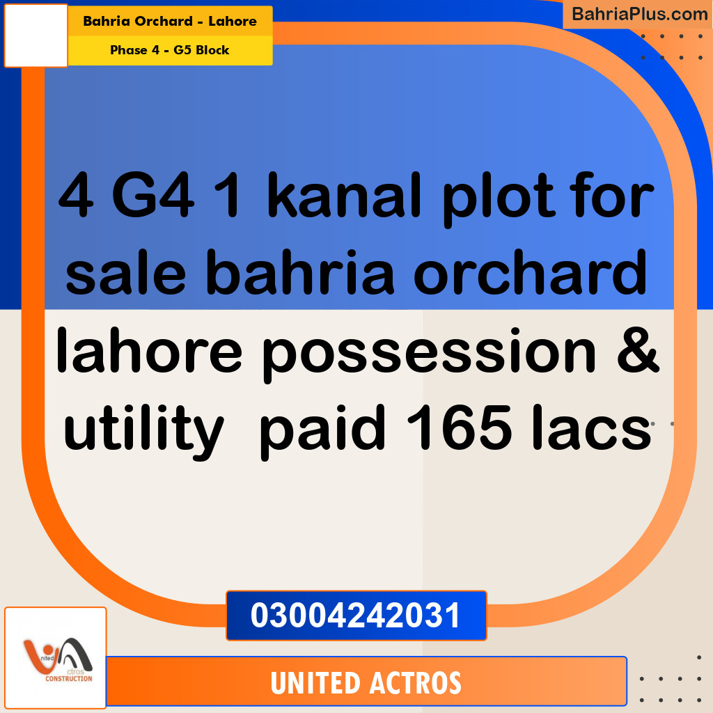 1 Kanal Residential Plot for Sale in Phase 4 - G5 Block -  Bahria Orchard, Lahore - (BP-319372)