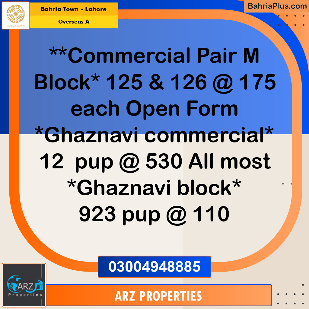 Residential Plot for Sale in Overseas A -  Bahria Town, Lahore - (BP-319390)