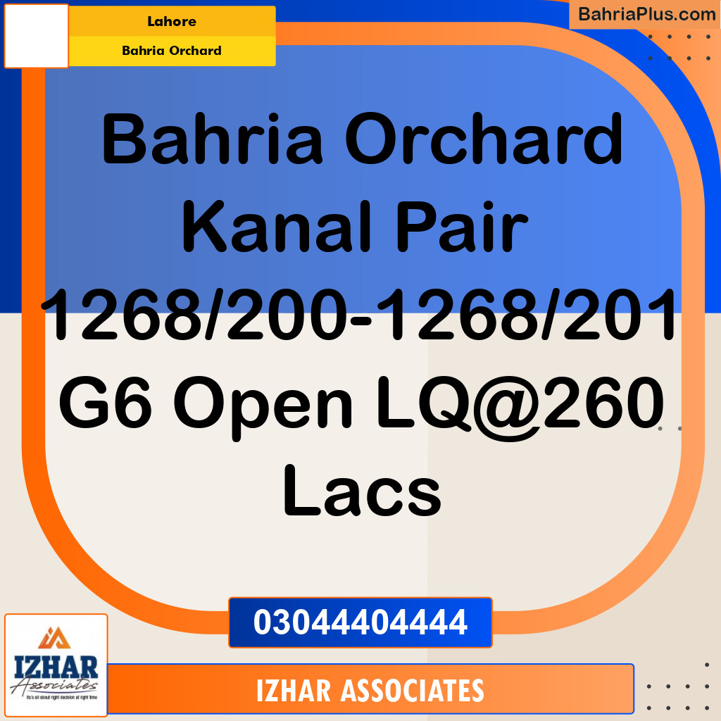 40 Marla Residential Plot for Sale in Bahria Orchard, Lahore - (BP-319404)