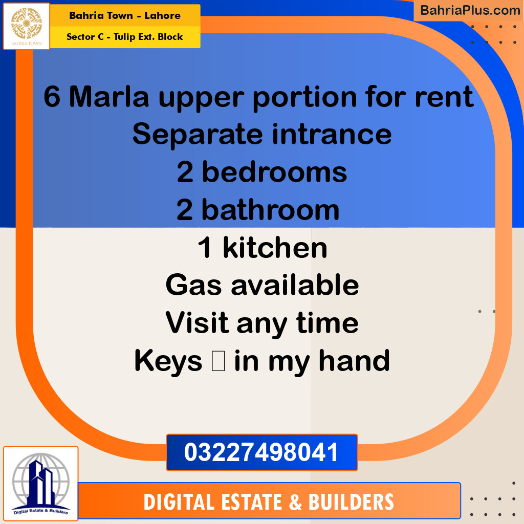 5 Marla Residential Portion for Rent in Sector C - Tulip Ext. Block -  Bahria Town, Lahore - (BP-319431)