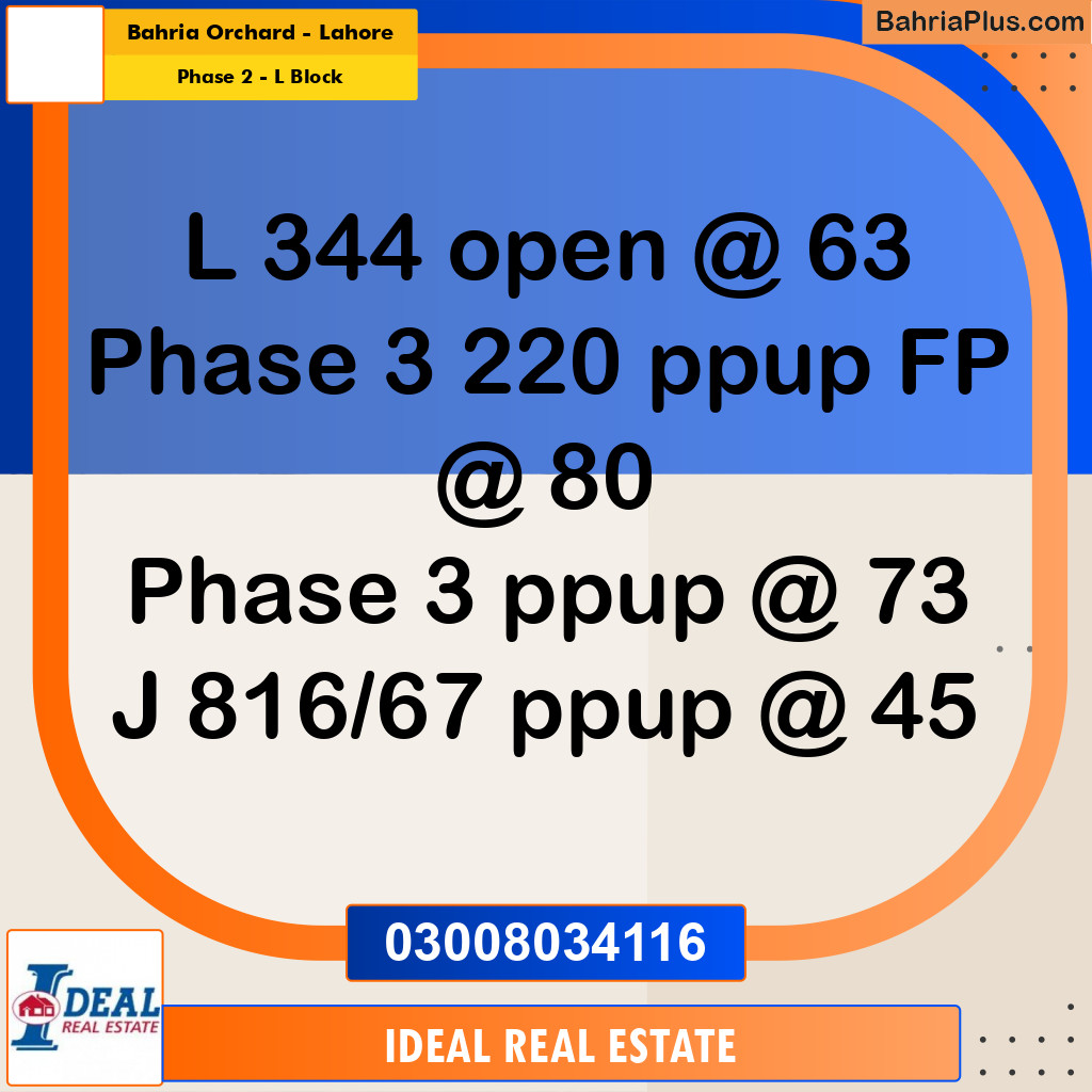 5 Marla Residential Plot for Sale in Phase 2 - L Block -  Bahria Orchard, Lahore - (BP-320238)