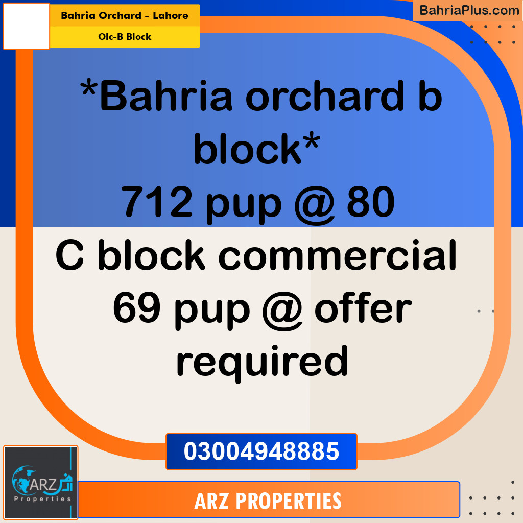 Residential Plot for Sale in OLC-B Block -  Bahria Orchard, Lahore - (BP-320239)