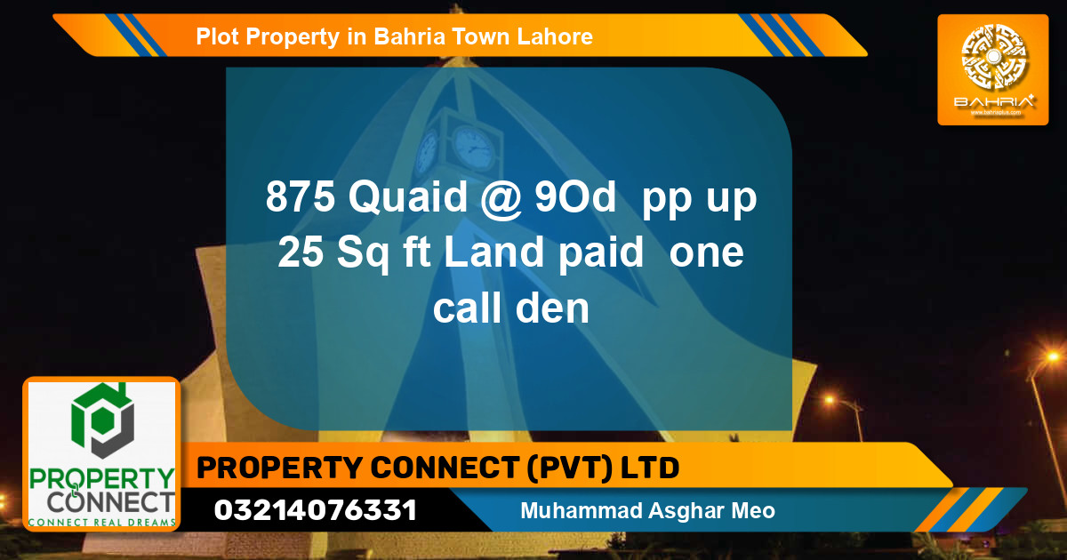 Residential Plot for Sale in Bahria Town, Lahore - (BP-32070)