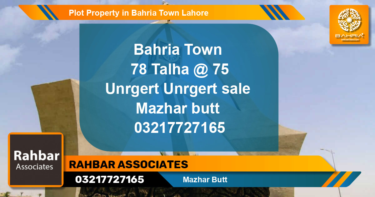 Residential Plot for Sale in Bahria Town, Lahore - (BP-32341)