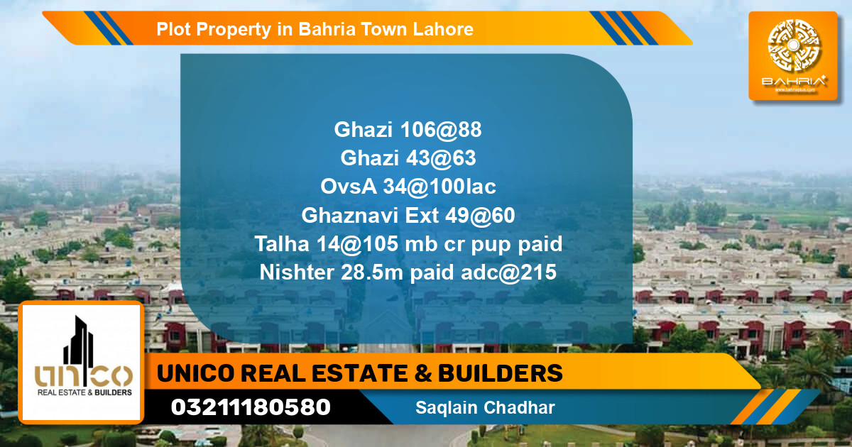 Residential Plot for Sale in Bahria Town, Lahore - (BP-32482)