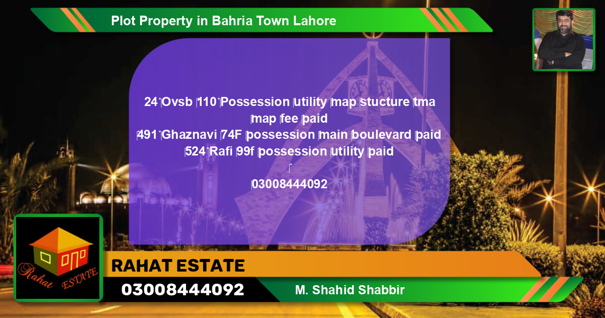 Residential Plot for Sale in Bahria Town, Lahore - (BP-32495)