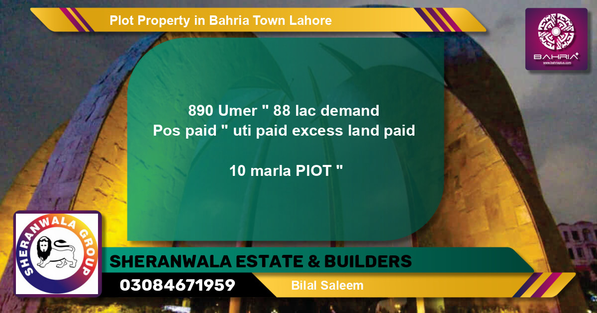 Residential Plot for Sale in Bahria Town, Lahore - (BP-32501)