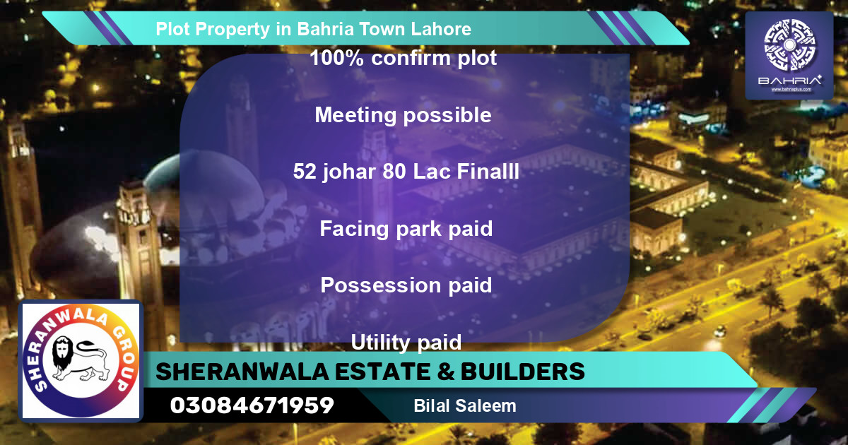Residential Plot for Sale in Bahria Town, Lahore - (BP-32503)