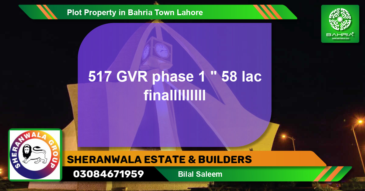Residential Plot for Sale in Bahria Town, Lahore - (BP-32508)