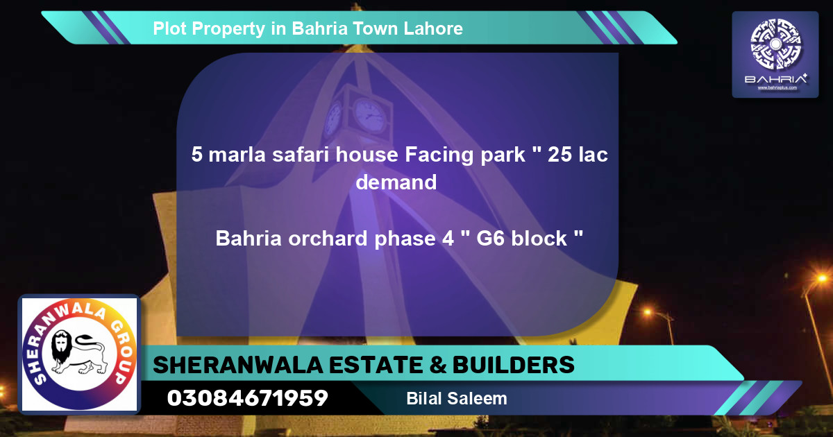 Residential Plot for Sale in Bahria Town, Lahore - (BP-32510)