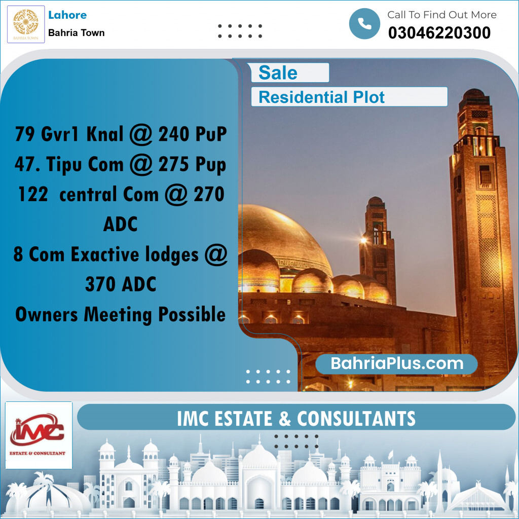 Residential Plot for Sale in Bahria Town, Lahore - (BP-326701)