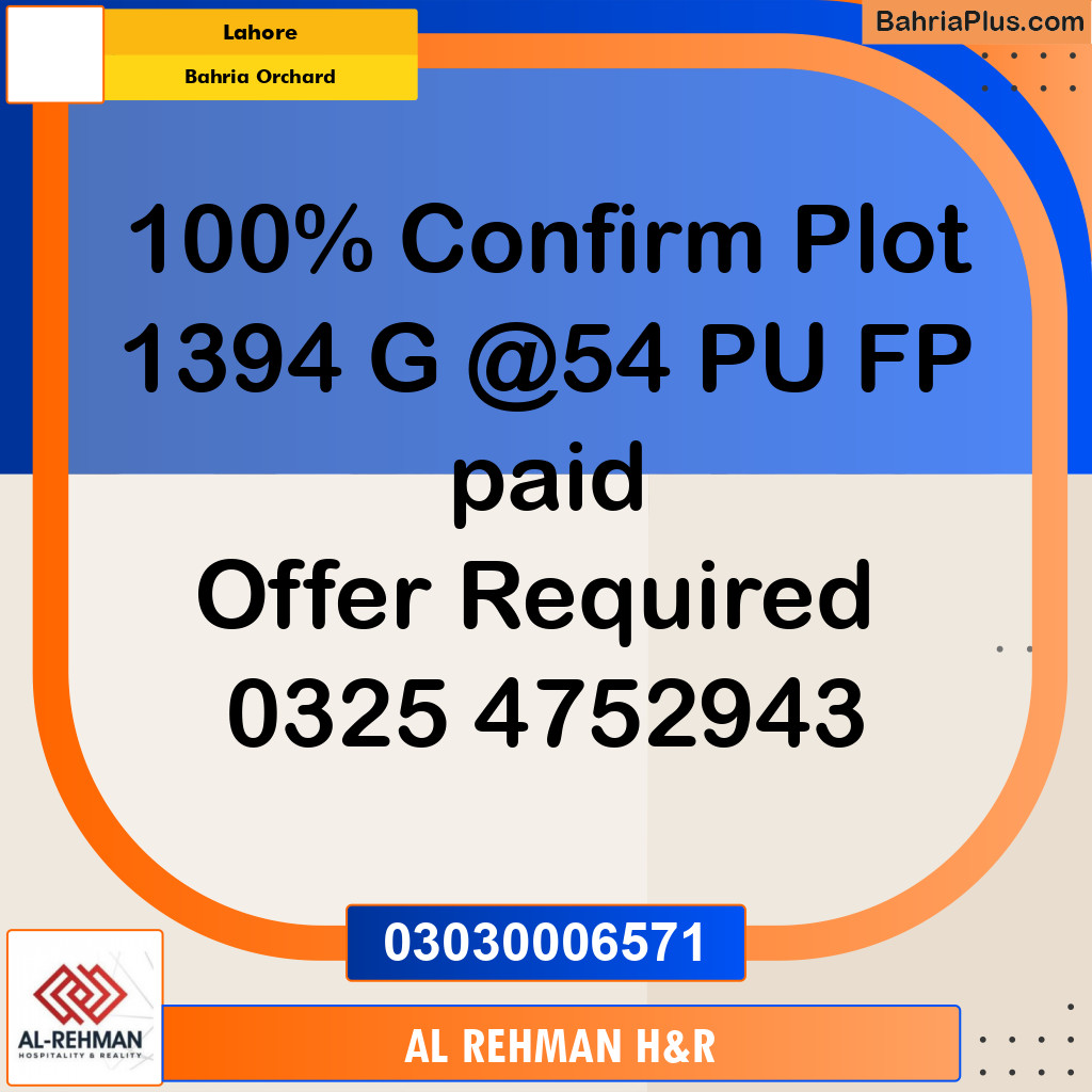 5 Marla Residential Plot for Sale in Bahria Orchard, Lahore - (BP-326761)