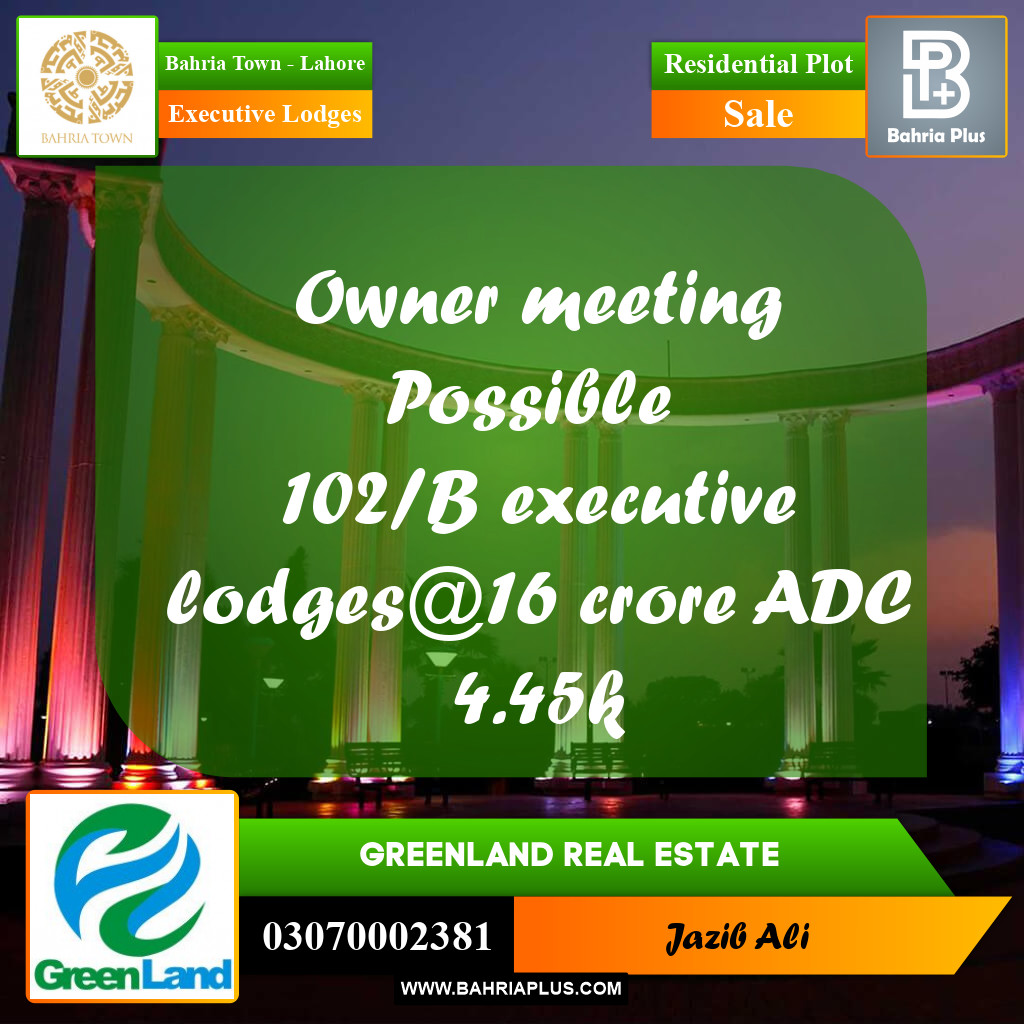 4 Kanal Residential Plot for Sale in Executive Lodges -  Bahria Town, Lahore - (BP-326811)