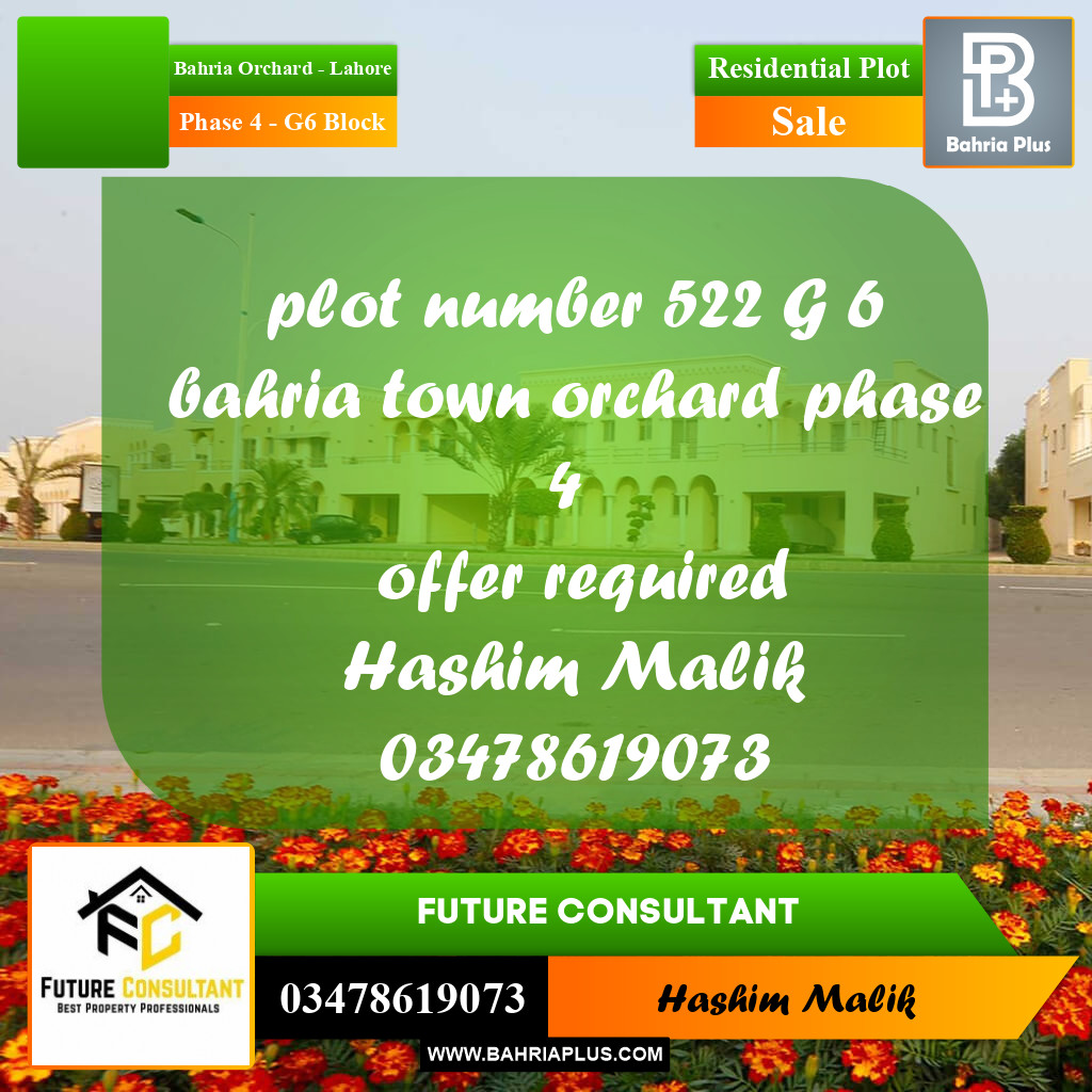 10 Marla Residential Plot for Sale in Phase 4 - G6 Block -  Bahria Orchard, Lahore - (BP-326817)