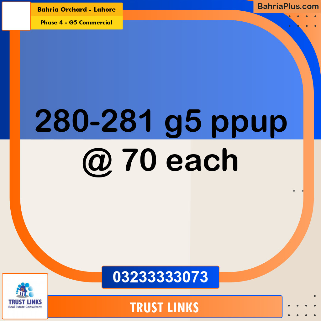 10 Marla Residential Plot for Sale in Phase 4 - G5 Commercial -  Bahria Orchard, Lahore - (BP-326818)