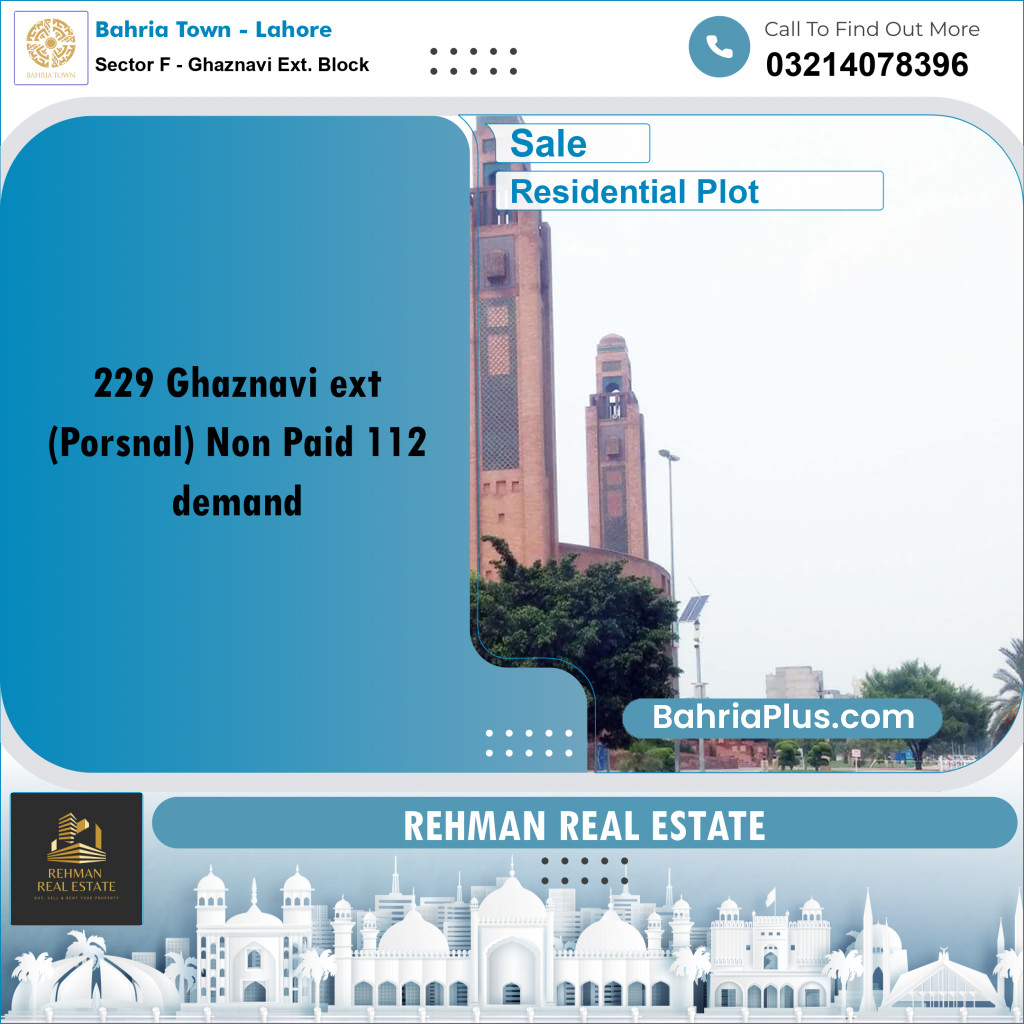 10 Marla Residential Plot for Sale in Sector F - Ghaznavi Ext. Block -  Bahria Town, Lahore - (BP-326838)