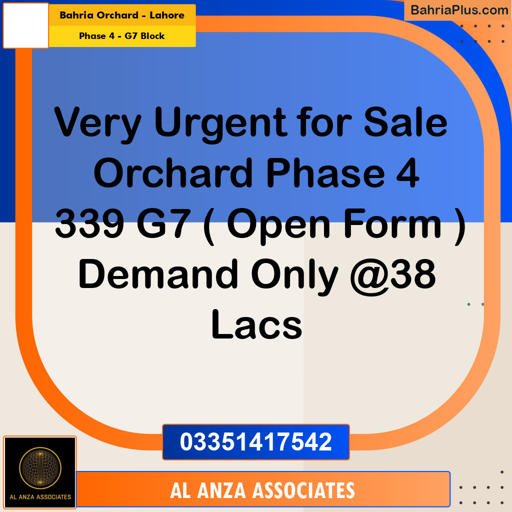 5 Marla Residential Plot for Sale in Phase 4 - G7 Block -  Bahria Orchard, Lahore - (BP-327532)