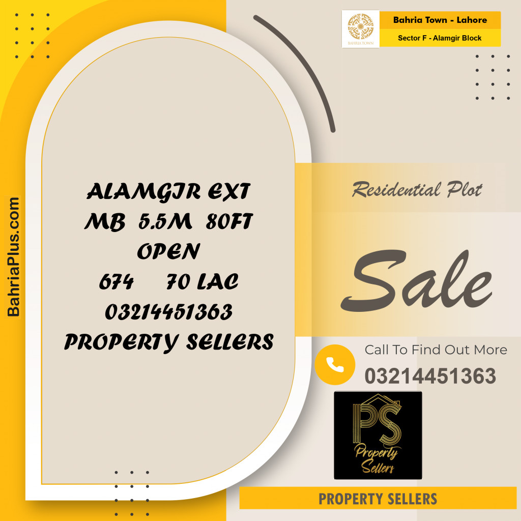 5.5 Marla Residential Plot for Sale in Sector F - Alamgir Block -  Bahria Town, Lahore - (BP-327880)