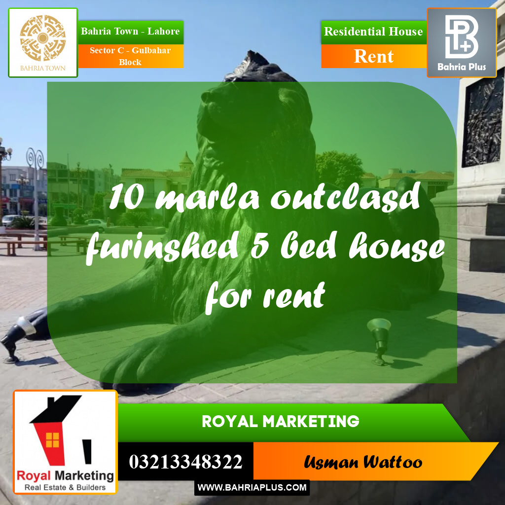 Residential House for Rent in Sector C - Gulbahar Block -  Bahria Town, Lahore - (BP-328439)