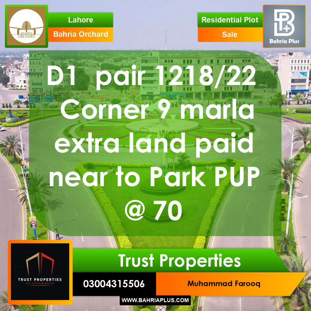 Residential Plot for Sale in Bahria Orchard, Lahore - (BP-328450)