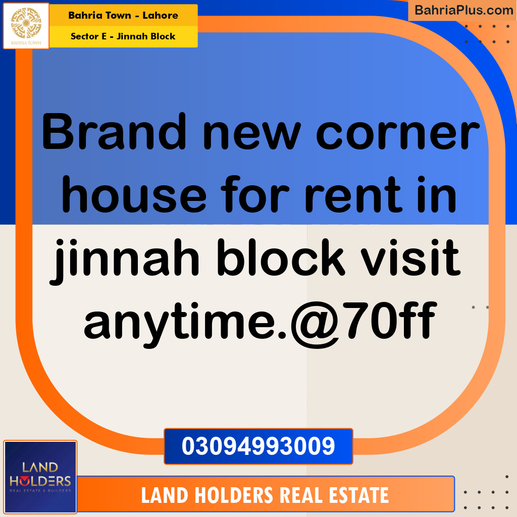 5 Marla Residential House for Rent in Sector E - Jinnah Block -  Bahria Town, Lahore - (BP-328554)