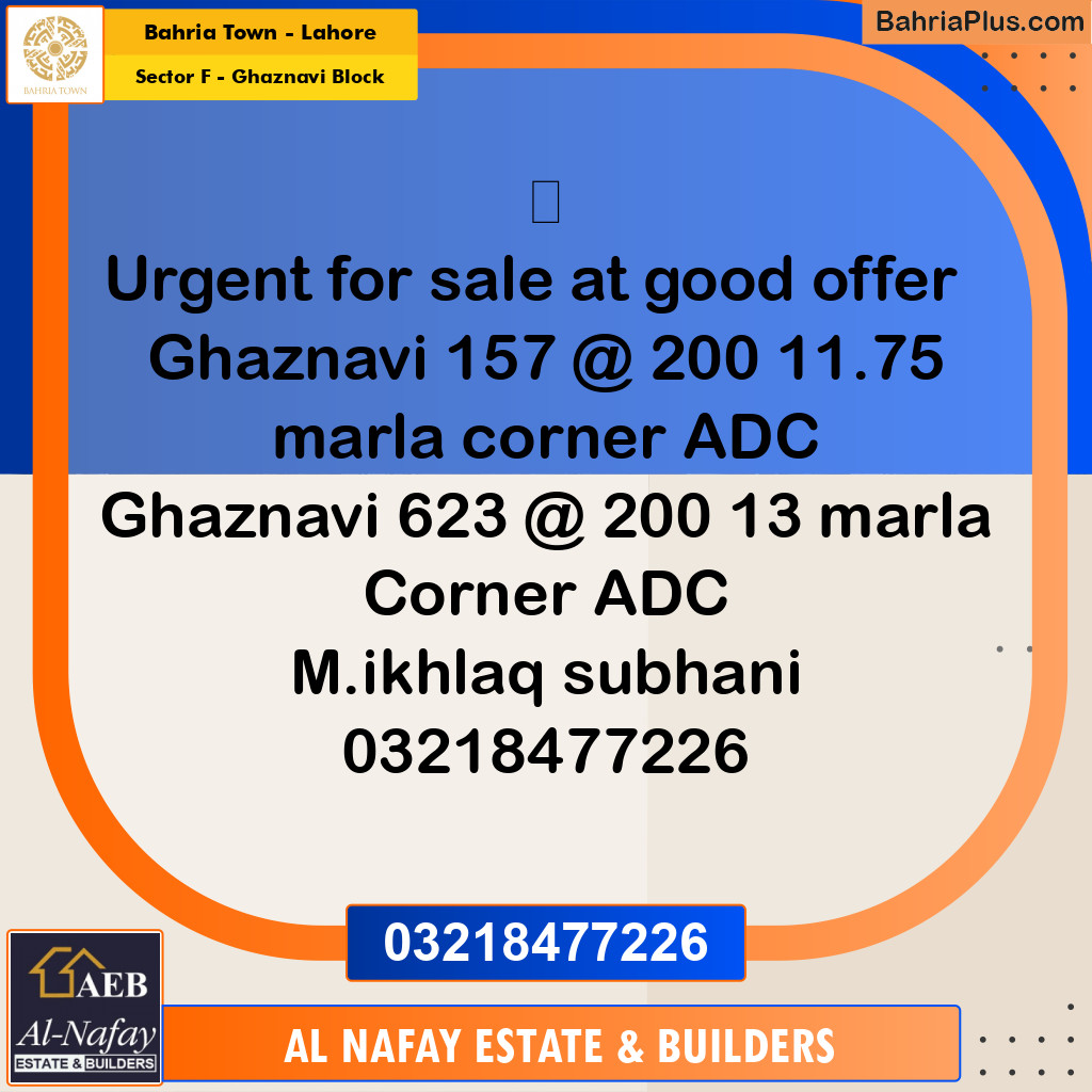10 Marla Residential Plot for Sale in Sector F - Ghaznavi Block -  Bahria Town, Lahore - (BP-328675)