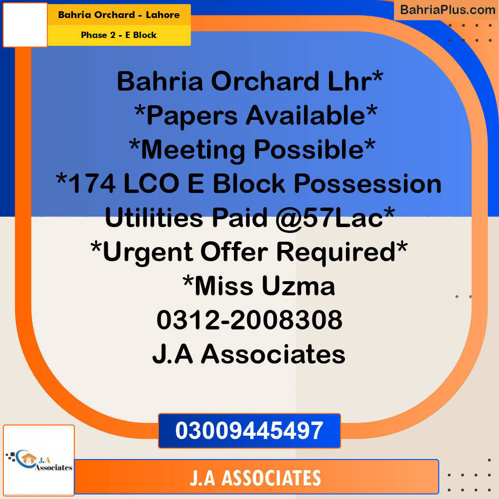 5 Marla Residential Plot for Sale in Phase 2 - E Block -  Bahria Orchard, Lahore - (BP-328785)