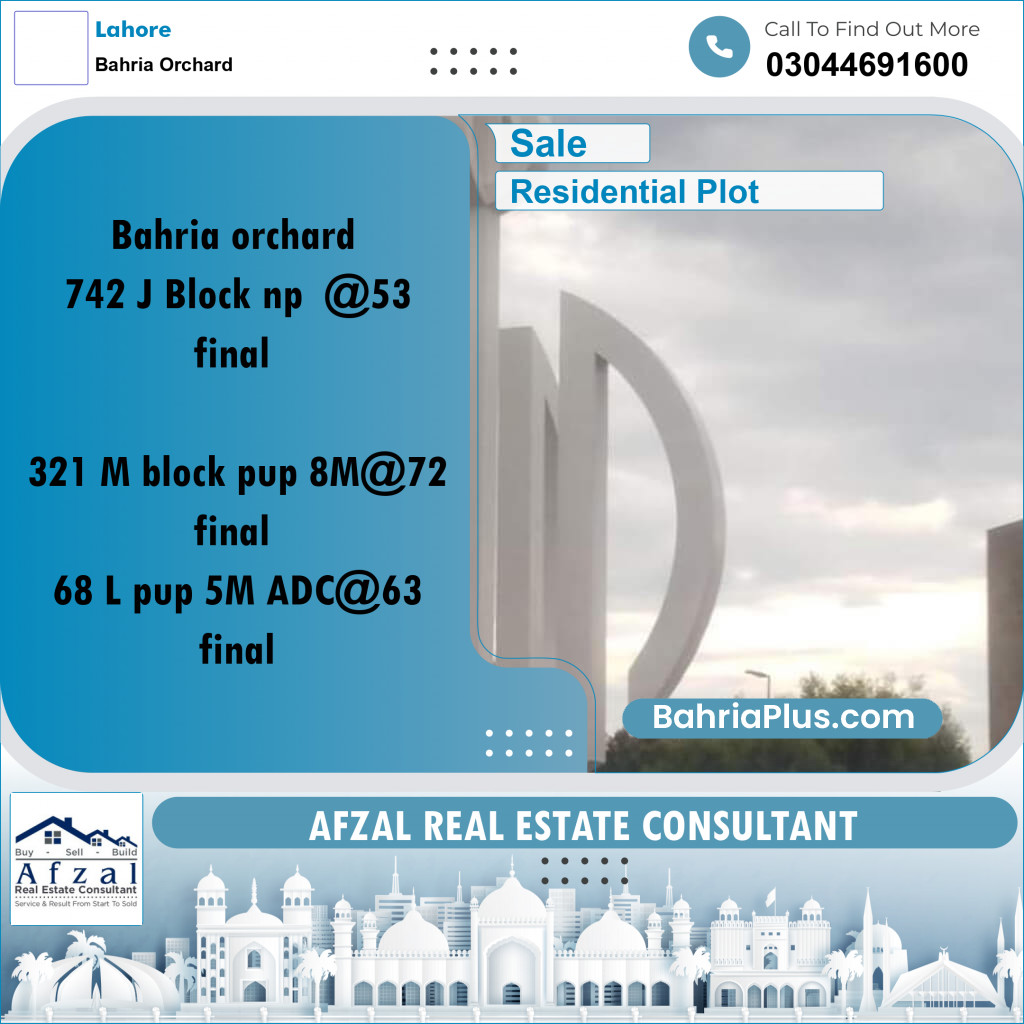 Residential Plot for Sale in Bahria Orchard, Lahore - (BP-328787)