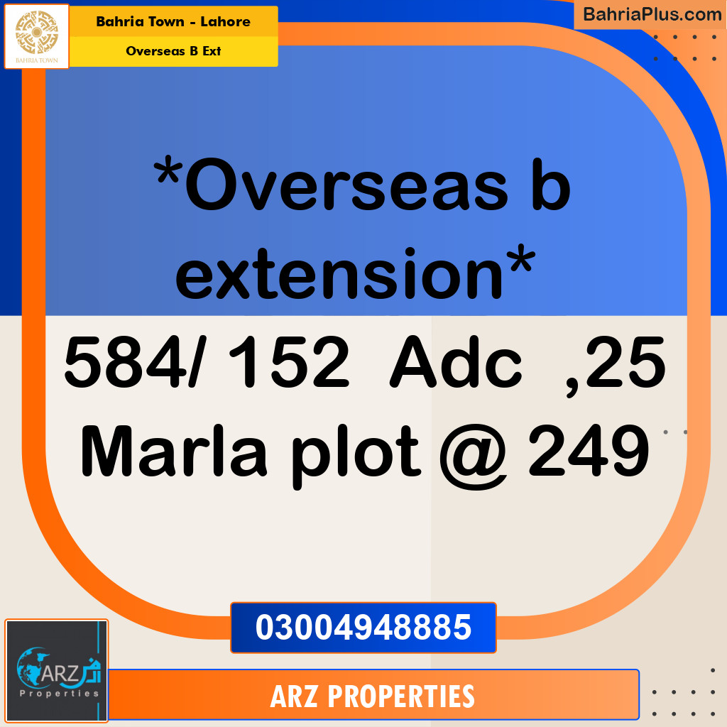 Residential Plot for Sale in Overseas B Ext -  Bahria Town, Lahore - (BP-328790)