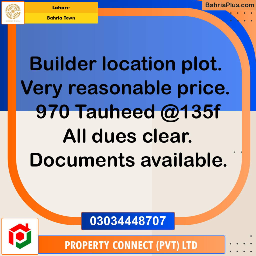 Residential Plot for Sale in Bahria Town, Lahore - (BP-328825)