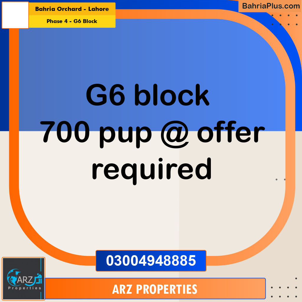 Residential Plot for Sale in Phase 4 - G6 Block -  Bahria Orchard, Lahore - (BP-328846)