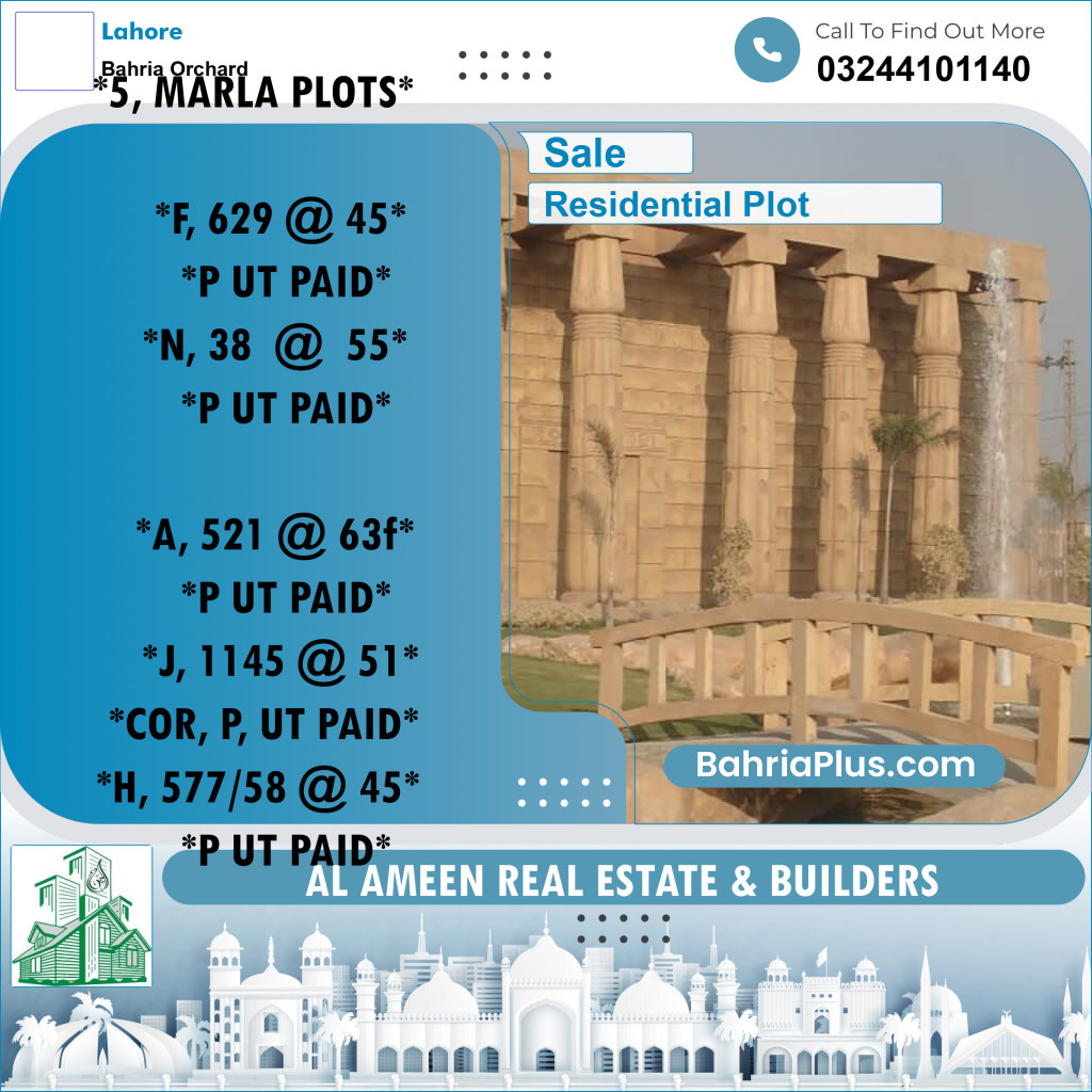 Residential Plot for Sale in Bahria Orchard, Lahore - (BP-328869)