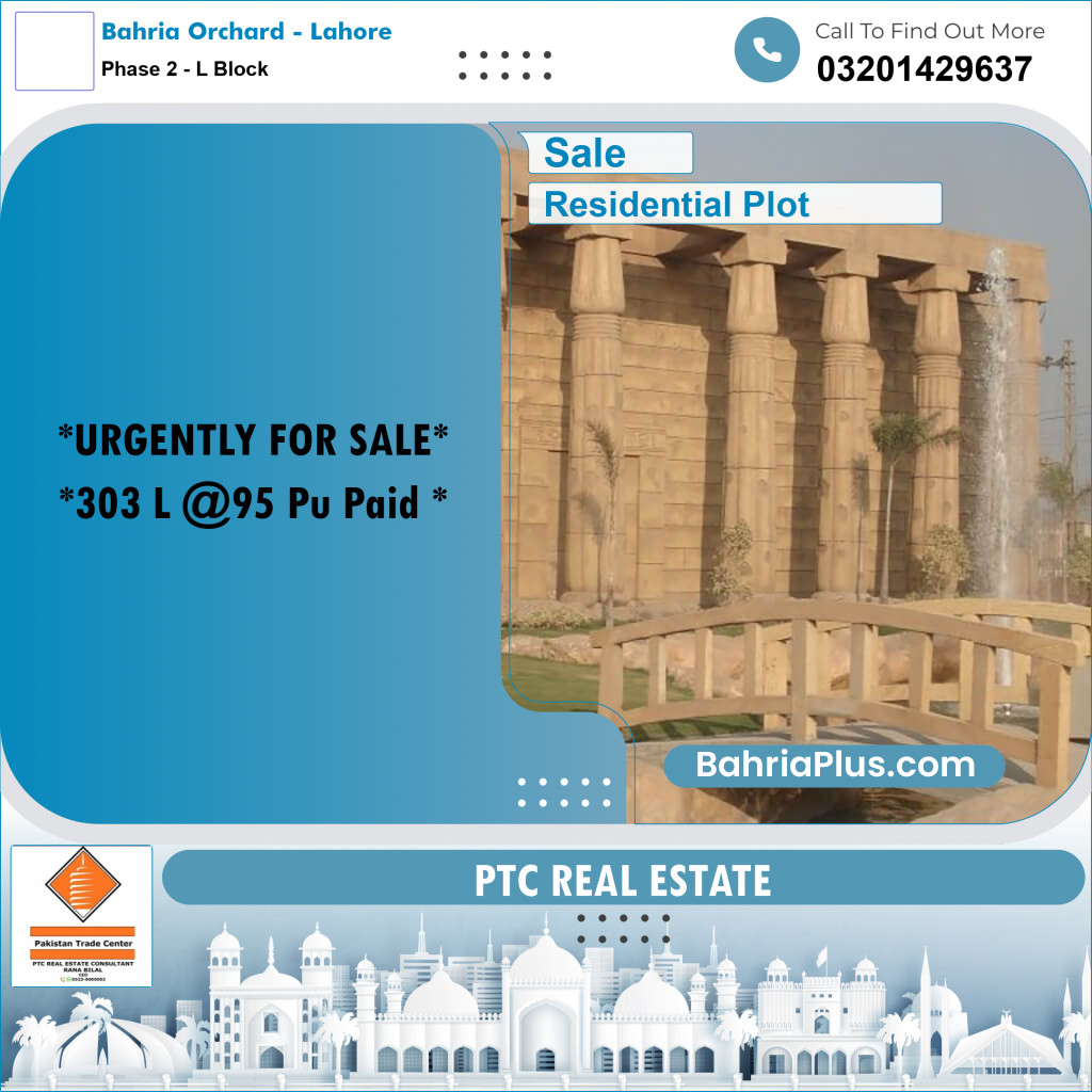 8 Marla Residential Plot for Sale in Phase 2 - L Block -  Bahria Orchard, Lahore - (BP-328882)