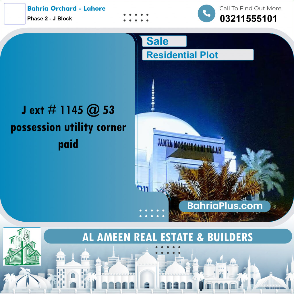 5 Marla Residential Plot for Sale in Phase 2 - J Block -  Bahria Orchard, Lahore - (BP-328889)