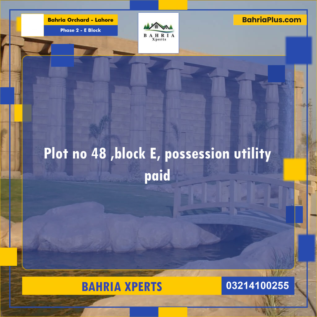 8 Marla Residential Plot for Sale in Phase 2 - E Block -  Bahria Orchard, Lahore - (BP-328937)