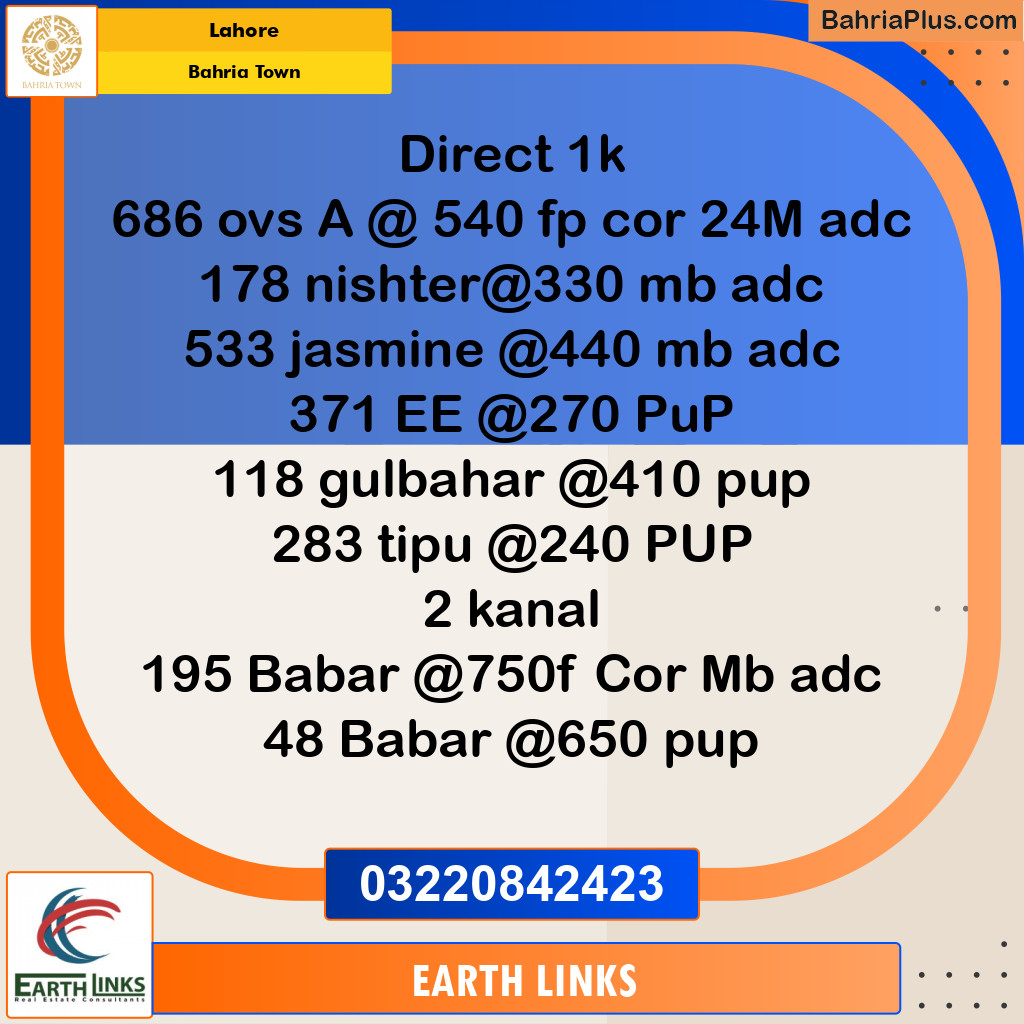 Residential Plot for Sale in Bahria Town, Lahore - (BP-328956)