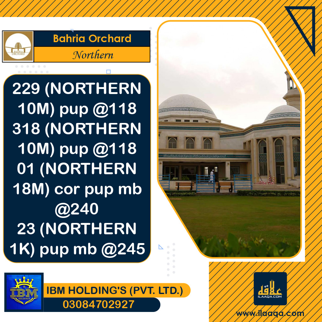 10 Marla Residential Plot for Sale in Phase 1 - Northern District -  Bahria Orchard, Lahore - (BP-328958)