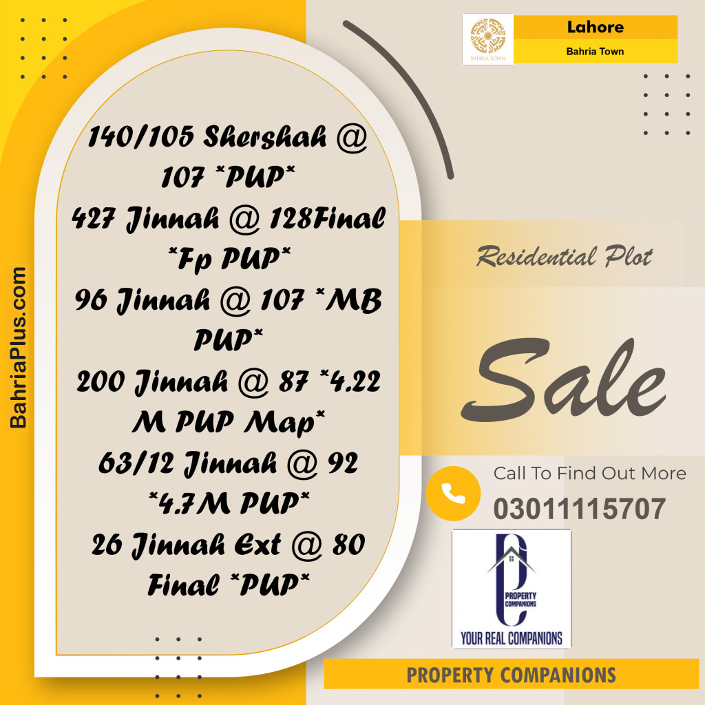 Residential Plot for Sale in Bahria Town, Lahore - (BP-328989)