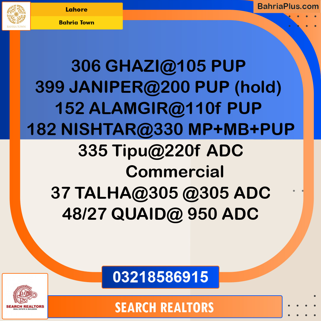 Residential Plot for Sale in Bahria Town, Lahore - (BP-329000)