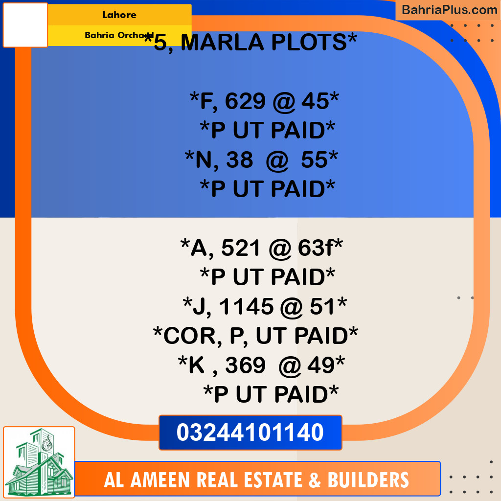 Residential Plot for Sale in Bahria Orchard, Lahore - (BP-329042)