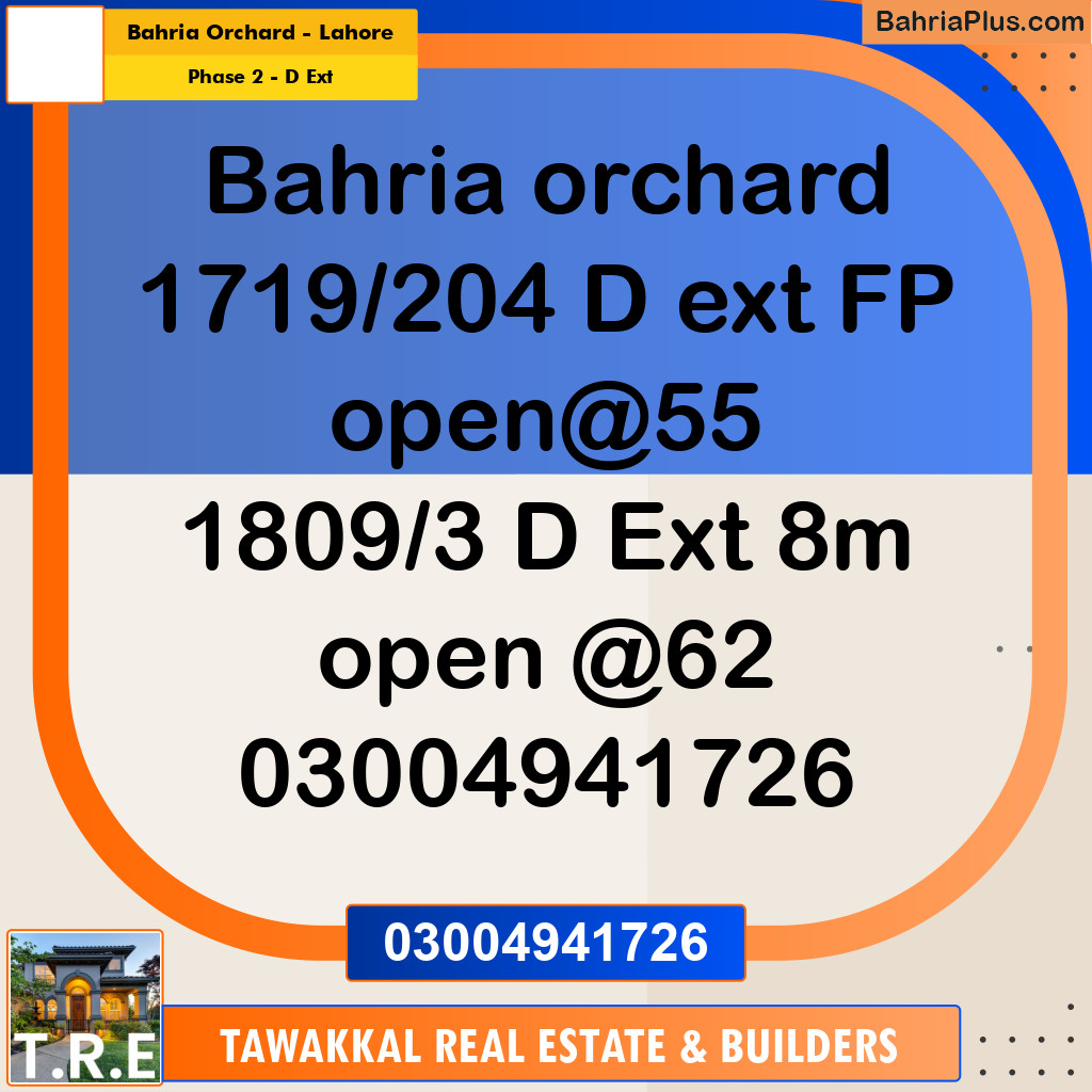 5 Marla Residential Plot for Sale in Phase 2 - D Ext -  Bahria Orchard, Lahore - (BP-329057)