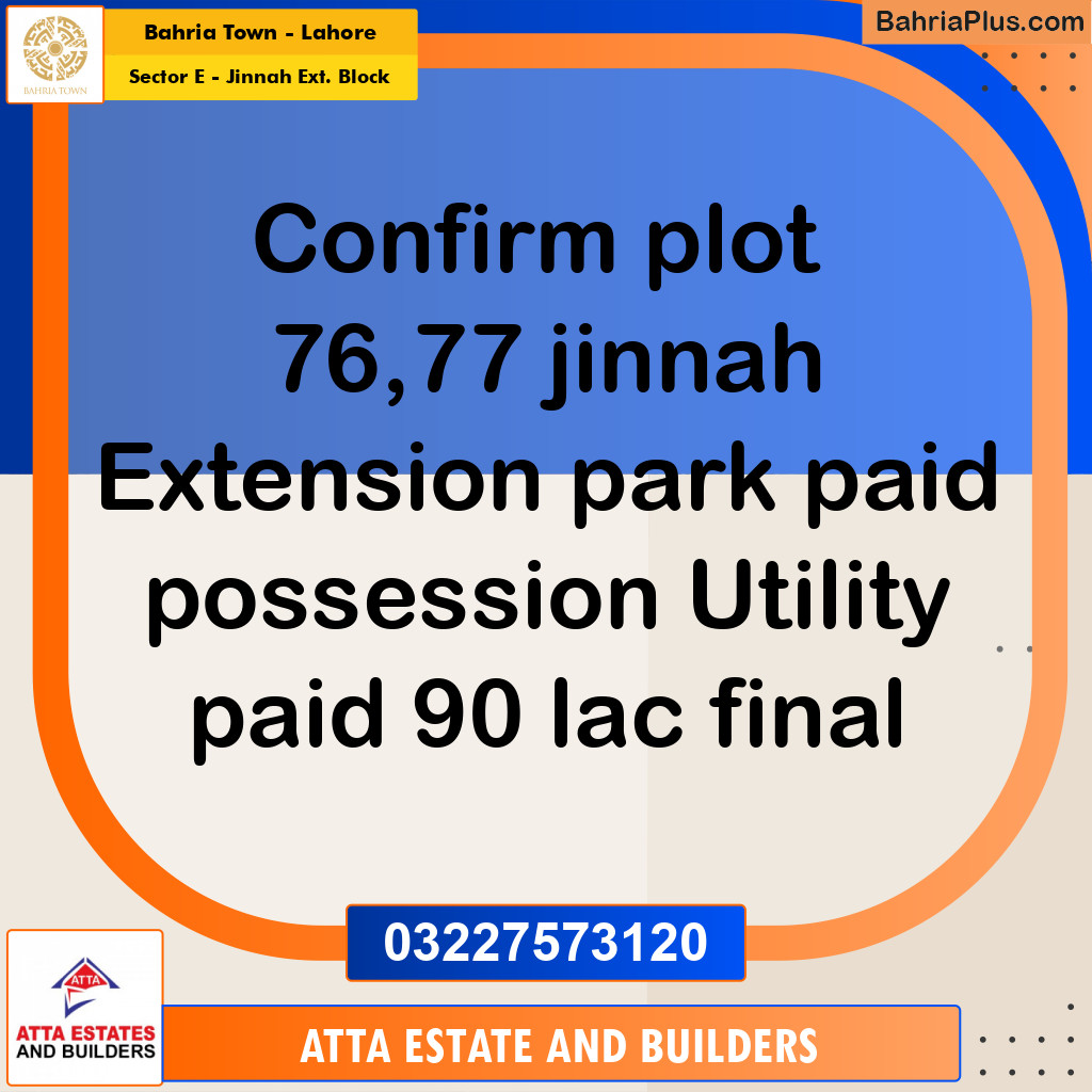 5 Marla Residential Plot for Sale in Sector E - Jinnah Ext. Block -  Bahria Town, Lahore - (BP-329083)