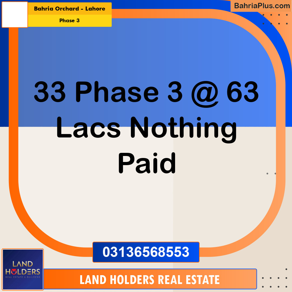 8 Marla Residential Plot for Sale in Phase 3 -  Bahria Orchard, Lahore - (BP-329163)