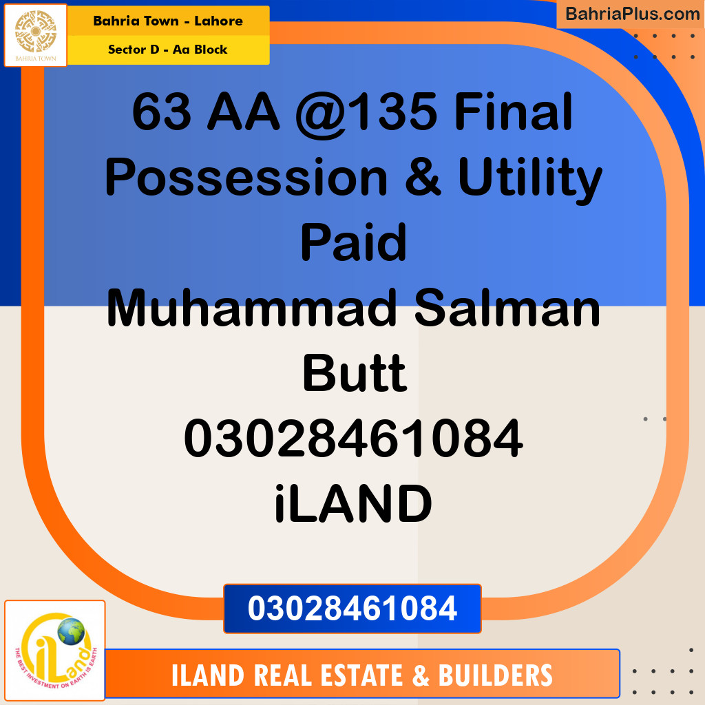 5 Marla Residential Plot for Sale in Sector D - AA Block -  Bahria Town, Lahore - (BP-329168)